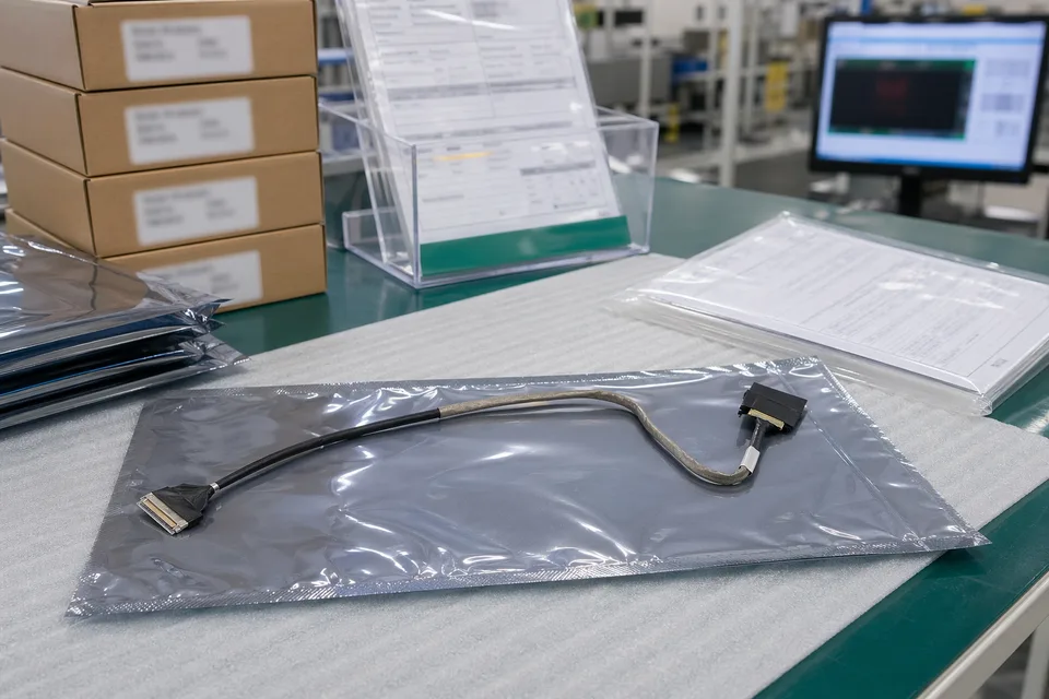 eDP revision traceability record with protected cable sample and controlled document sleeves