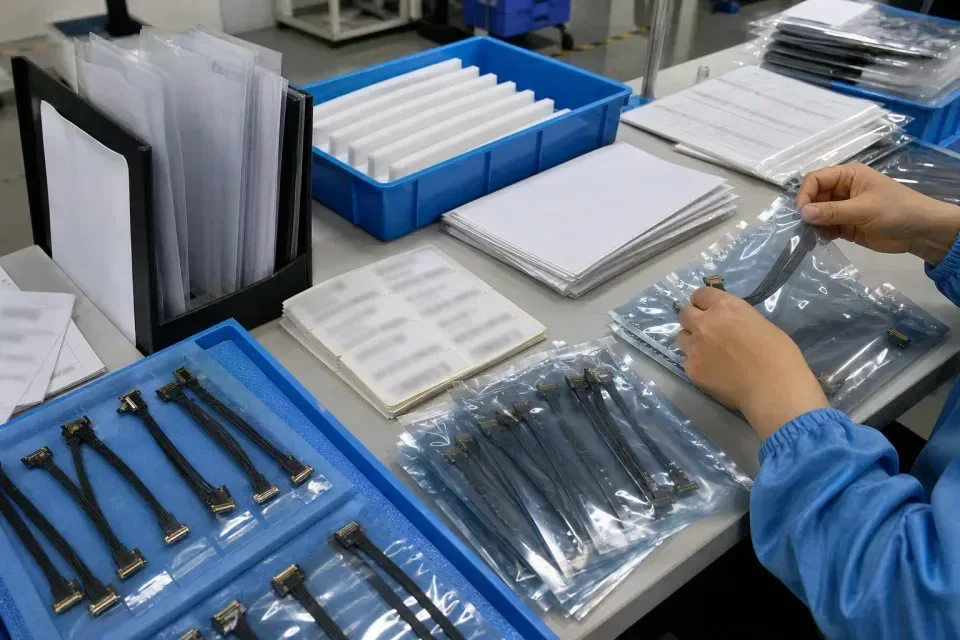 Revision file, batch label, and shipment-side document preparation for a non-branded I-PEX 20455-compatible eDP cable project