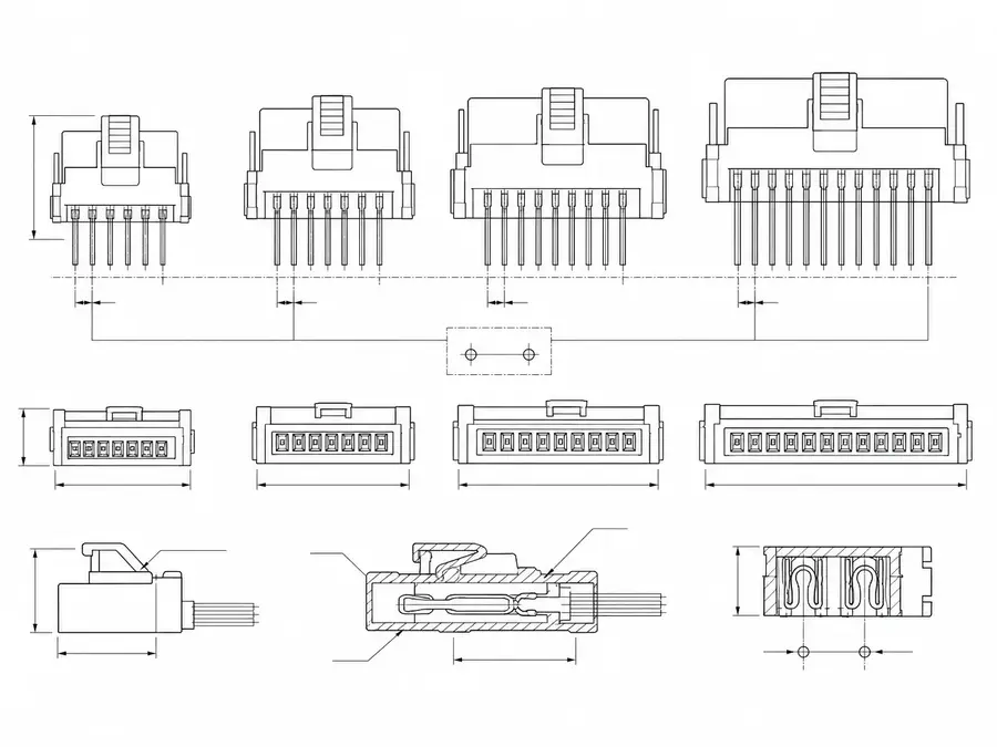 Multi-version equipment IDC layout line-art with one pitch decision across several device revisions