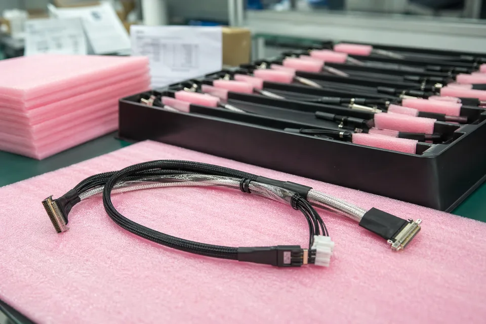 LVDS display-harness shipment trays with anti-static protection, separators, and delivery support
