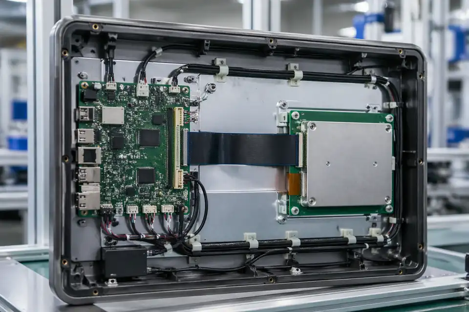 LVDS route inside a factory automation HMI display unit