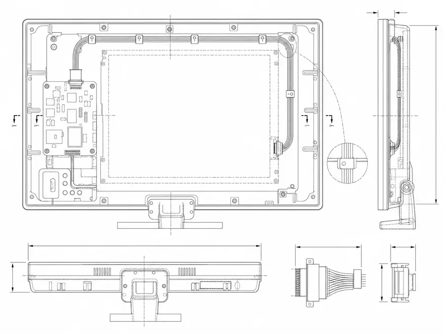 Replacement medical-monitor LVDS route line-art matching legacy paths to active service needs
