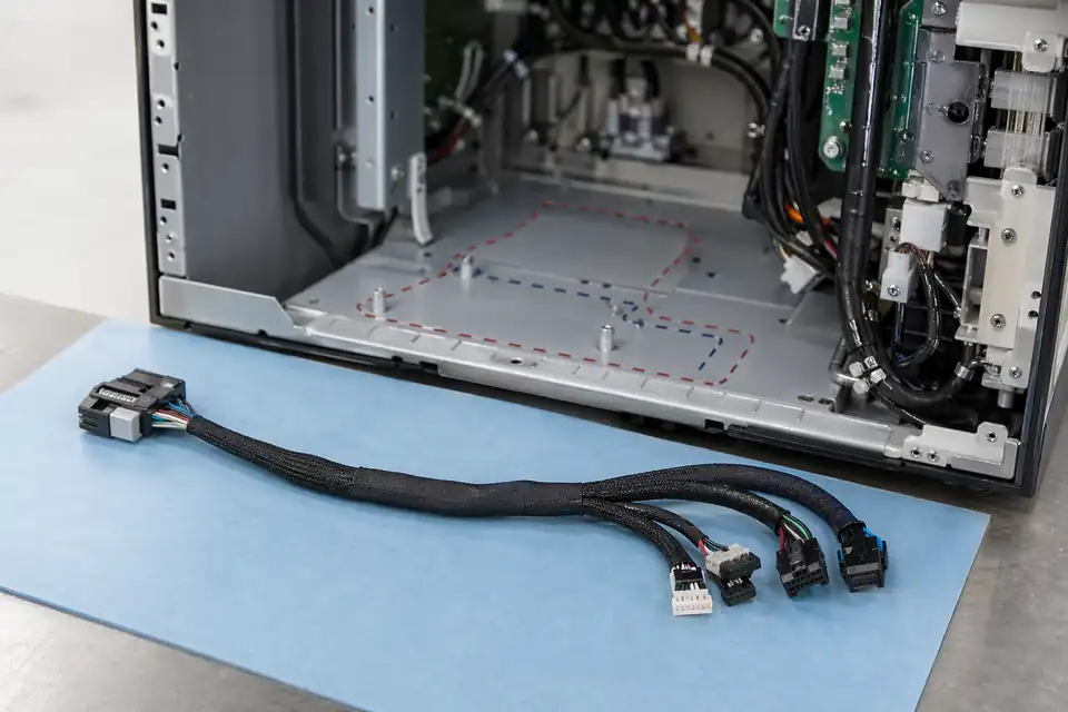 Diagnostic-equipment cable assembly in a replacement or maintenance hardware context