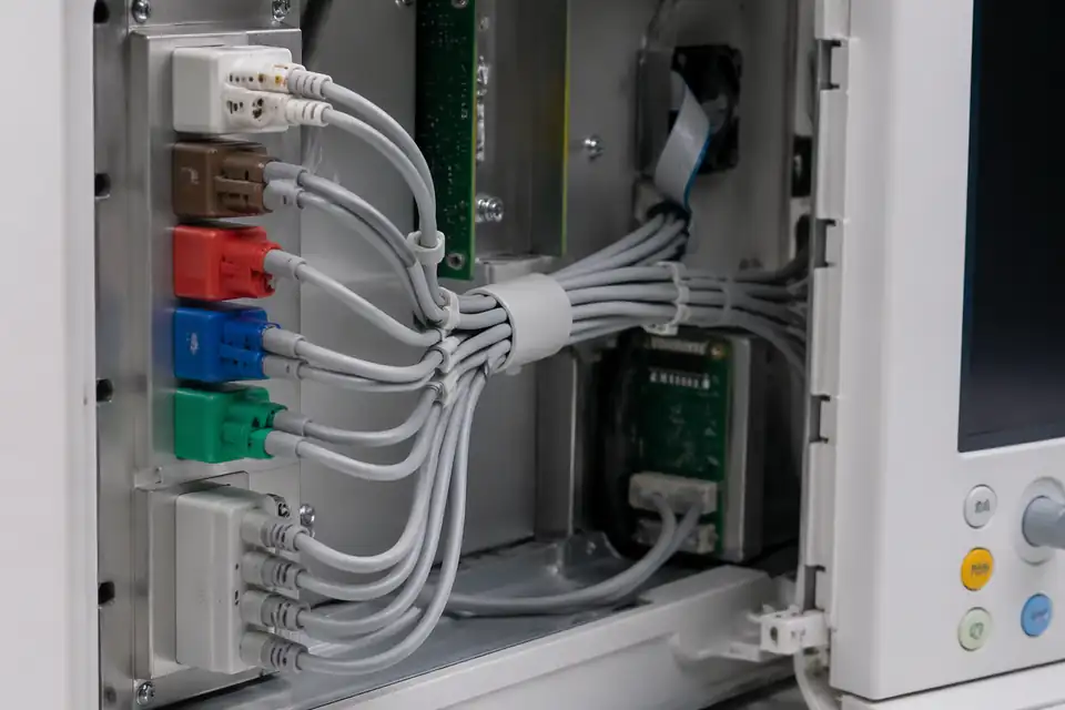 Patient-monitoring cable assembly inside a multi-parameter monitoring unit