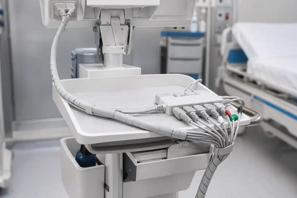 Patient-monitoring cable assembly in a mobile monitoring cart environment