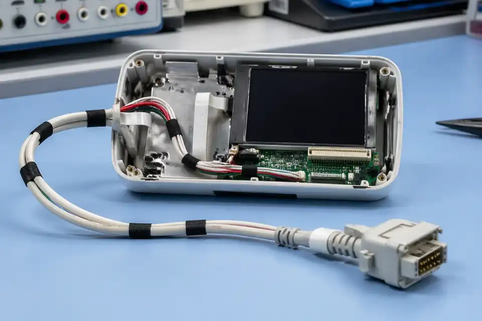 Portable-medical cable assembly inside a handheld medical monitor