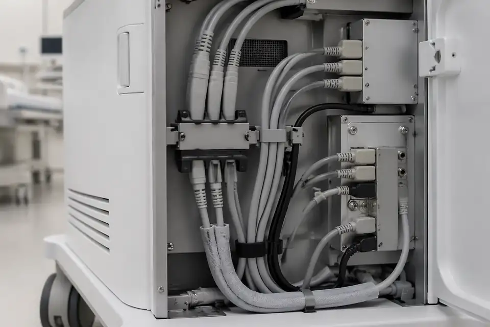Portable-medical cable assembly inside a mobile diagnostic cart unit