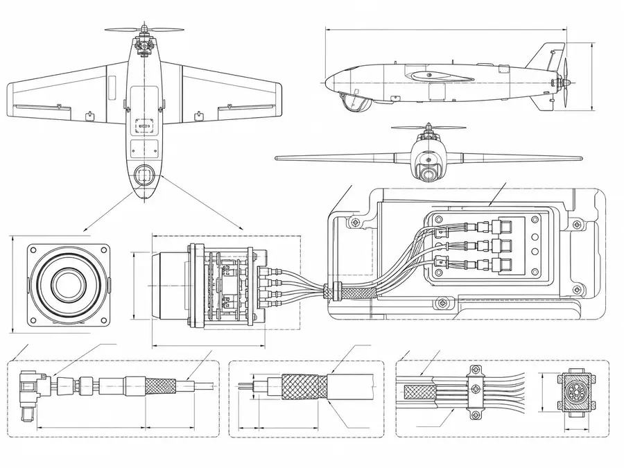 UAV and compact vision system line-art with a lightweight connector-system micro-coax harness in space-limited hardware