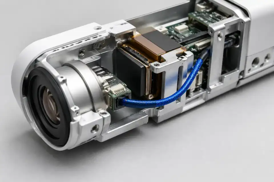 Micro-coaxial harness inside an imaging-acquisition module