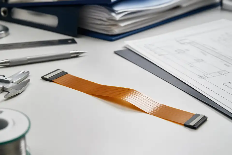 FFC and FPC engineering drawing-set review with flexible assembly foreground and controlled document context