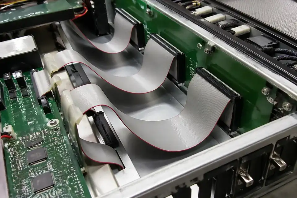 IDC ribbon routing or daisy-chain structure review scene