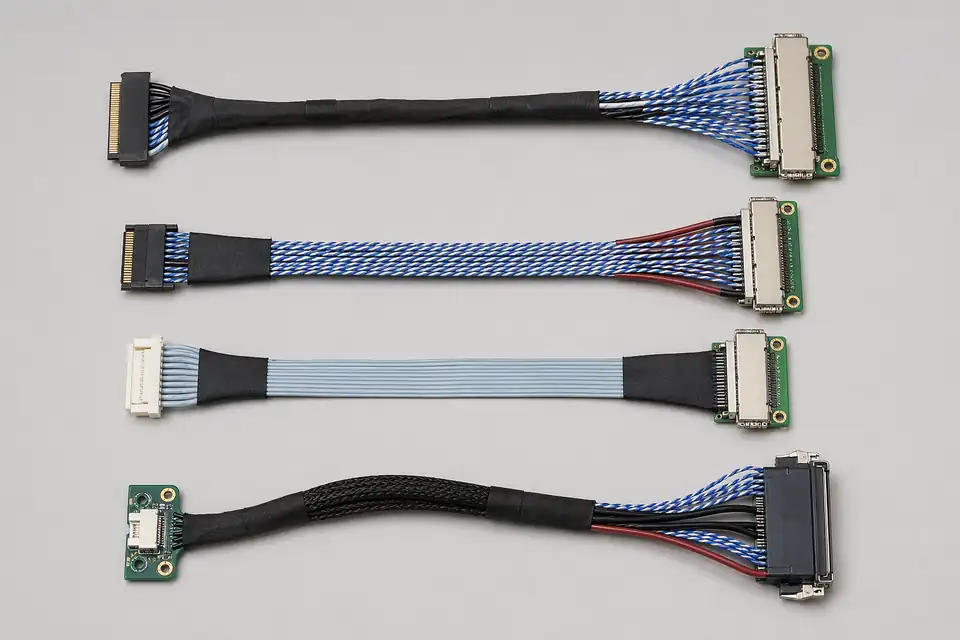 LVDS routing layout reference showing display harness structure