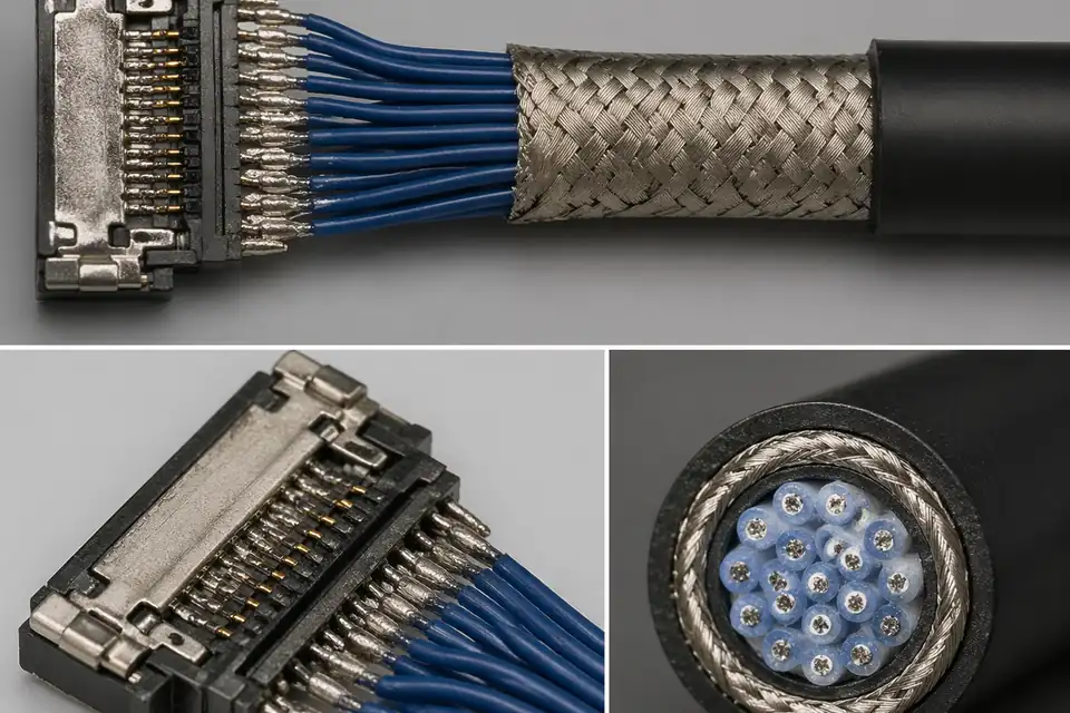 Micro-coaxial precision termination and shielding detail
