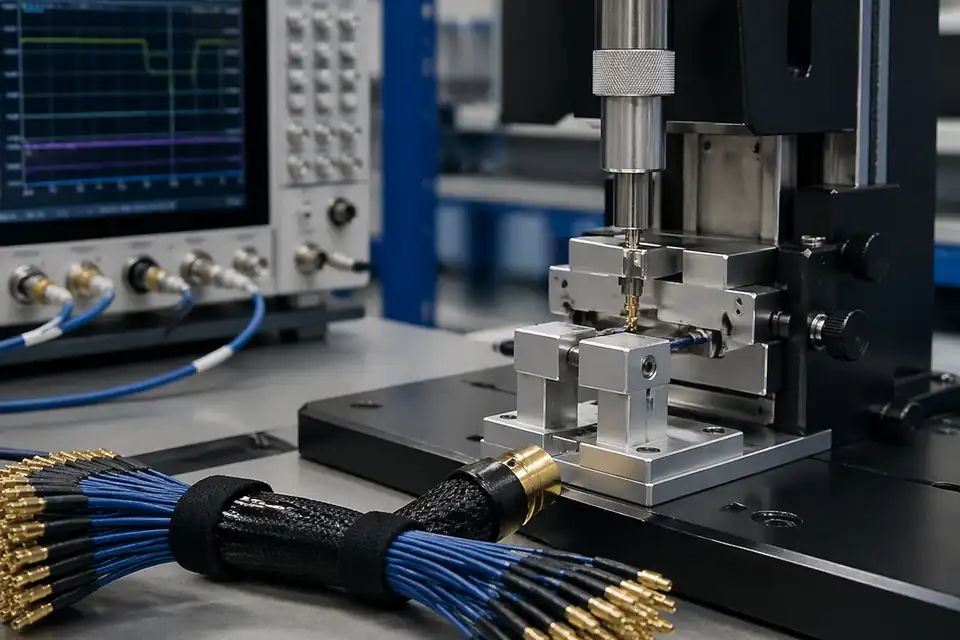 Micro-coaxial TDR, Hi-Pot, or pull-force record scene
