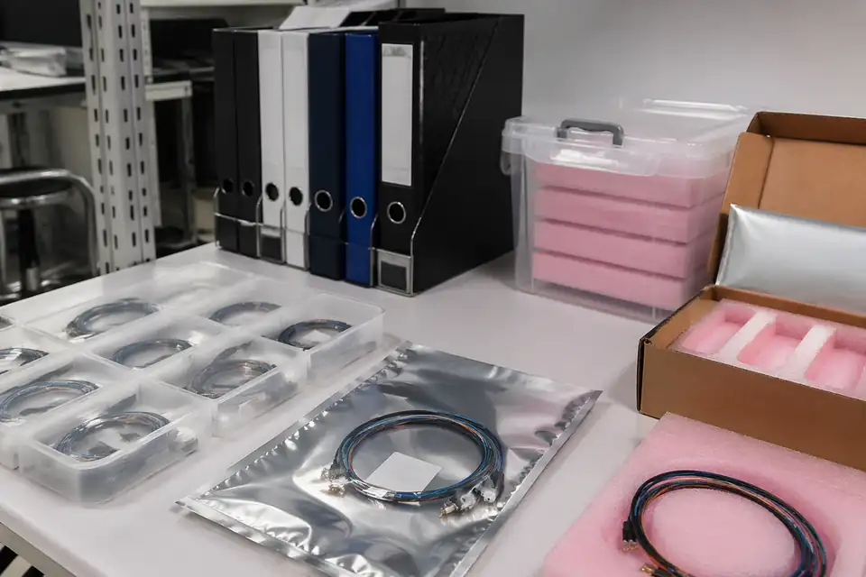 Micro-coaxial release file, packaging, and traceability context