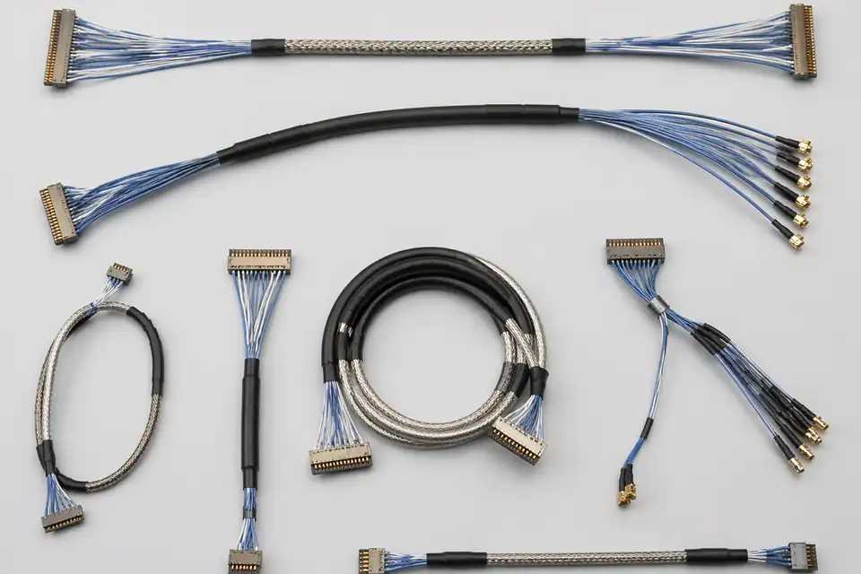 Multi-cable micro-coaxial routing layout
