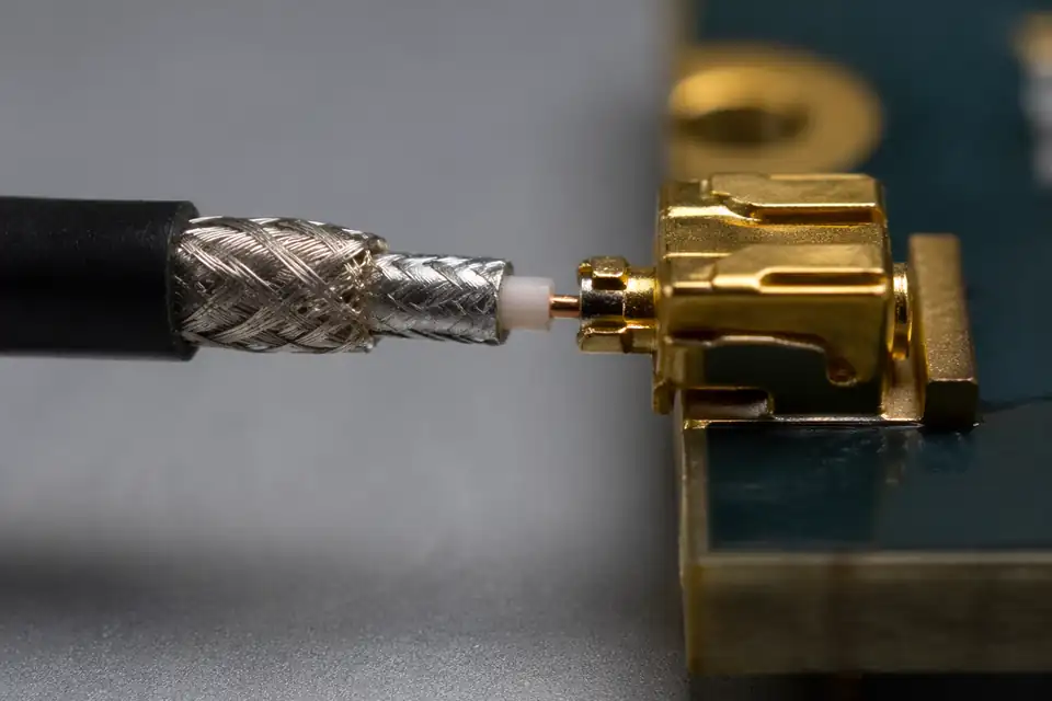 Micro-coaxial wire stripping and termination detail