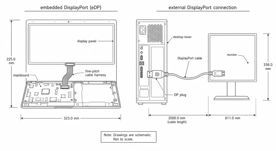 eDP vs. DP: Embedded DisplayPort and External DisplayPort Are Not the Same Thing